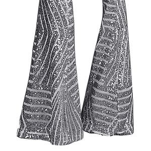 Silver sequin bell bottom pants